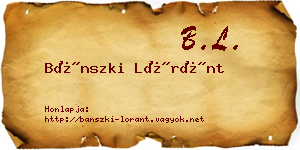 Bánszki Lóránt névjegykártya